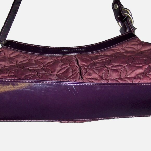 Vintage Vera Bradley Quilted Nylon Handbag Shoulder Bag & Wallet Set Purple Wine - Picture 5 of 6